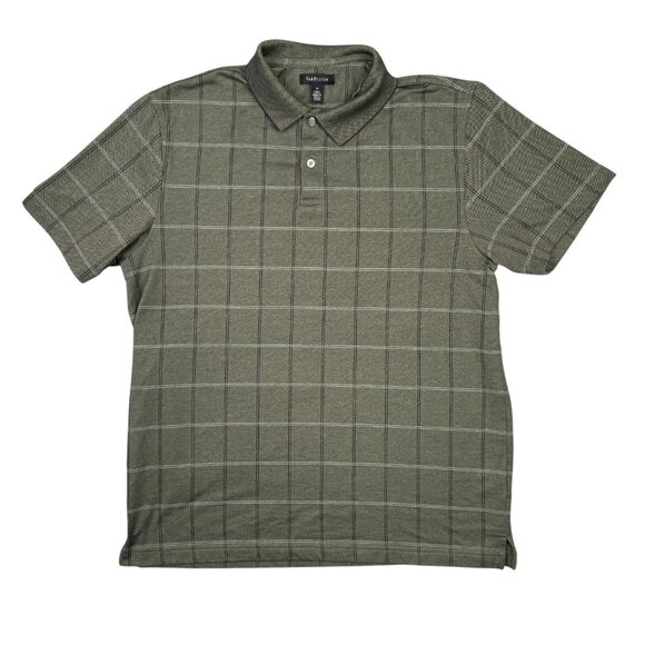 Van Heusen Polo Shirt Mens M Green Windowpane Check Short Sleeve Golf Casual - Picture 9 of 10